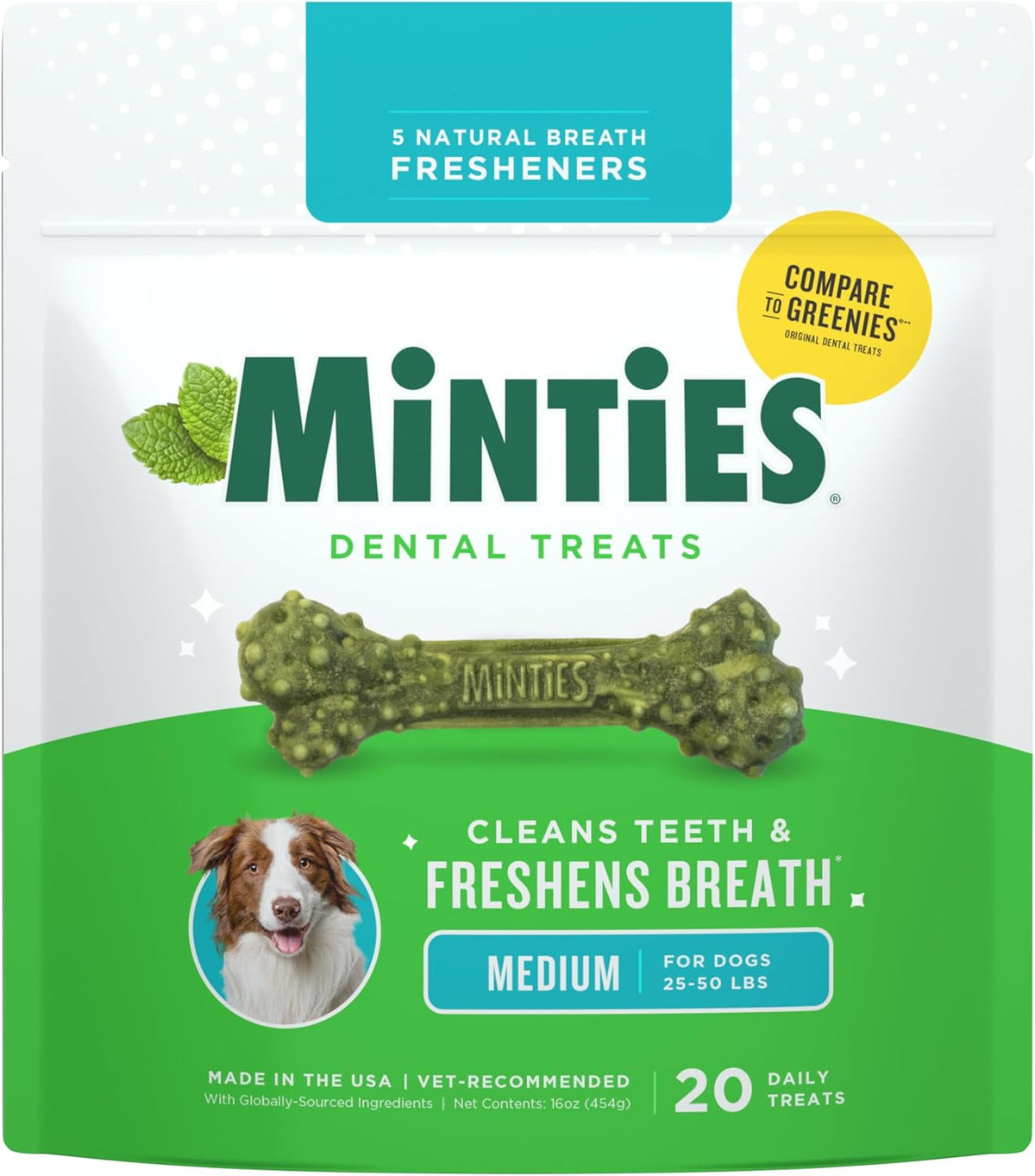 Mint Dental Chews for Medium Breeds (25-50 lbs) - 17 Count