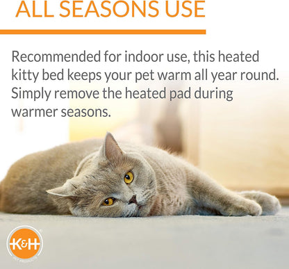 K&H Thermo-Kitty Fashion Splash Indoor Heated Cat Bed, Safety Certified
