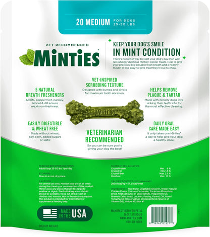 Mint Dental Chews for Medium Breeds (25-50 lbs) - 17 Count